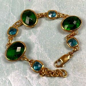 Ross Simmons blue and green gemstones set in gold tone hardware .925 bracelet
